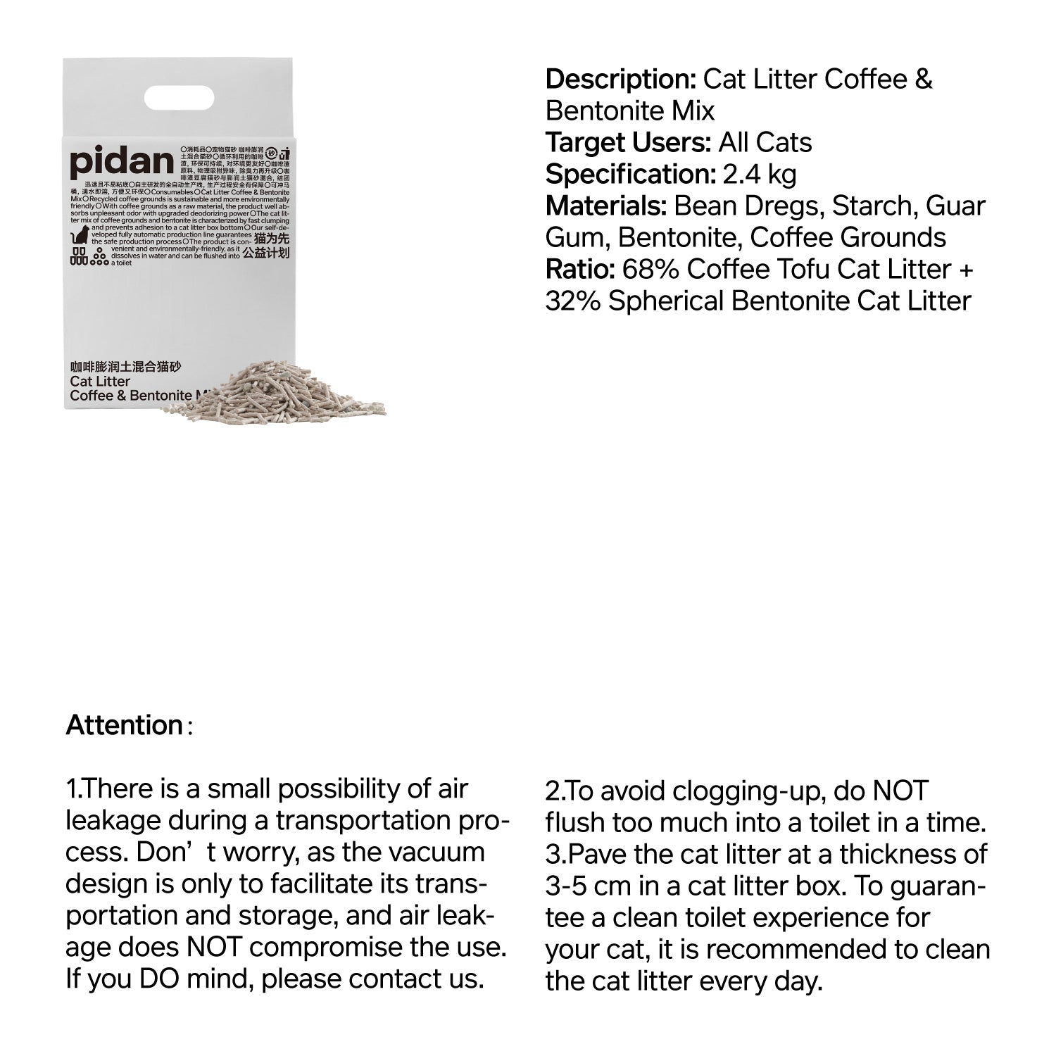Tofu Cat Litter with Recycled Coffee Grounds